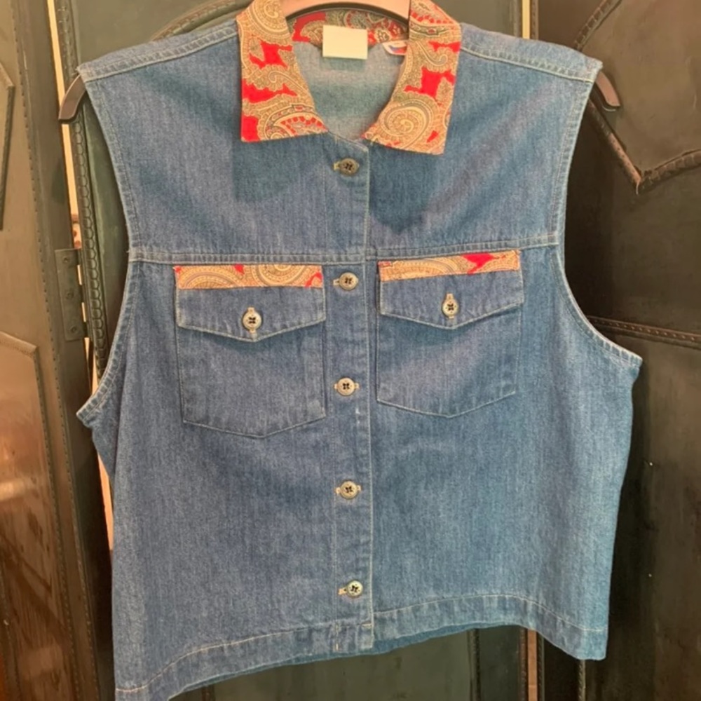80s Vintage Denim Cowgirl Vest